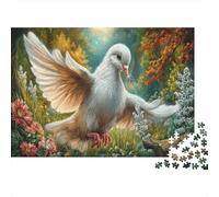 Colombe blanchePuzzles 1000 Pièces Complet forêt Printemps pour Adolescents 12+ Anti-Stress Renforcement Familial Qualité Premium 52x38cm/1000pcs