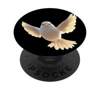 Colombe en Blanc Pigeon de la Ville Ramier Blanc Colombes PopSockets PopGrip Adhésif