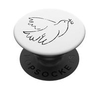 Colombe Oiseau de Paix Rameau d'Olivier PopSockets PopGrip Adhésif
