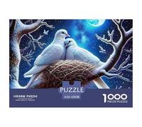 Colombes Blanches Puzzle 1000 Pièces Papier pour Adultes Scène Nocturne Nature Jeu de Puzzle 1000 Pièces Détente Décoration Cadeau 52x38cm/1000pcs 52x38cm/1000pcs