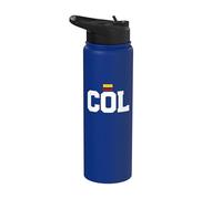 Colombia Country Code with Flag Trendy College Font Stainless Steel Insulated Water Bottle