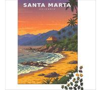 Colombia Scenery Retro Puzzle 1000 pièces | puzzle pour la saint valentin une activité romantique pour les couples une soirée douillette à la maison le soir38x26cm