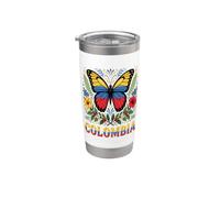 Colombie Papillon Floral Gobelet isotherme en acier inoxydable double paroi