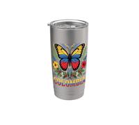 Colombie Papillon Floral Gobelet isotherme en acier inoxydable double paroi