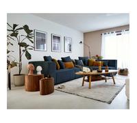 Colombine - canapé modulable d'angle droit - 6 places - en velours côtelé - Bleu nuit