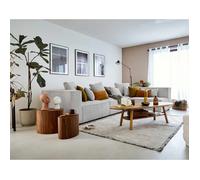 Colombine - canapé modulable d'angle droit - 6 places - en velours côtelé - Gris clair