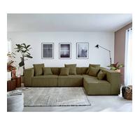 Colombine - canapé modulable d'angle droit - 6 places - en velours côtelé - Vert