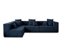 Colombine - canapé modulable d'angle gauche - 6 places - en velours côtelé - Bleu nuit Bleu nuit G