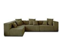 Lisa Design - Canapé Modulable d'angle Gauche - Colombine en Velours Côtelé - Sofa Vert 5 Places - Salon