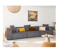 Colombine - canapé modulable droit - 3 places - en velours côtelé - Gris foncé Gris foncé G