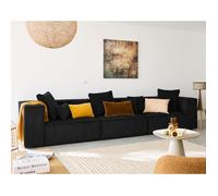 Colombine - canapé modulable droit - 3 places - en velours côtelé - Noir Noir