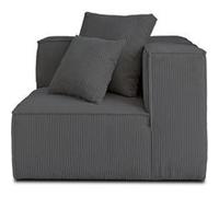 Colombine - module d'assise d'angle réversible - en velours côtelé - Gris foncé Gris foncé