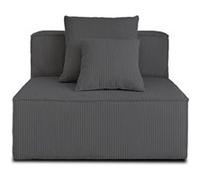 Colombine - module d'assise sans accoudoirs - en velours côtelé - Gris foncé Gris foncé