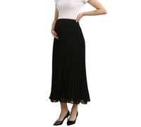 COLOMI Jupes longues pour femmes d'été de maternité, taille haute élastique, jupe plissée en mousseline de soie, jupe trapèze longue trapèze, noir, XX-Large