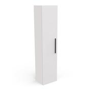 Colone De Rangement Salle De Bain 1 Porte avec 4 Etagères Moderne en Bois - Matériaux Certifiés Eco-Responsable - Coloris Blanc Mat & Finitions Métal - 30 x 120 x 30 cm
