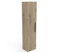 Colone De Rangement Salle De Bain 1 Porte avec 4 Etagères Moderne en Bois - Matériaux Certifiés Eco-Responsable - Coloris Acacia & Finitions Métal - 30 x 120 x 30 cm