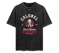 Colonel Sanders Fried Chicken Academy KFC Unisex T-Shirt Printed Tee Graphic Top Men Black Shirt M