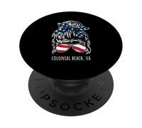 Colonial Beach VA Messy Hair Bun Ribbon Lunettes de soleil PopSockets PopGrip Adhésif