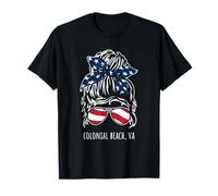 Colonial Beach VA Messy Hair Bun Ribbon Lunettes de soleil T-Shirt