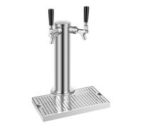 Colonne à bière à 2 têtes avec bac d'égouttement - Joint en plastique en acier inoxydable - Deux boissons disponibles pour bars, maisons, restaurants, cafés