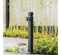 Colonne à Eau de Jardin en Alliage d'Aluminium avec Robinet et Pistolet Pulvérisateur, Fontaine de Jardin sur Pied avec Crochet, Double Entrée pour Cour et Extérieur(A,95CM/37.4IN)