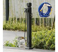 Colonne à Eau de Jardin en Alliage d'Aluminium avec Robinet et Pistolet Pulvérisateur, Fontaine de Jardin sur Pied avec Crochet, Double Entrée pour Cour et Extérieur(D,95CM/37.4IN)