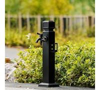 Colonne à Eau de Jardin en Alliage d'Aluminium avec Robinet et Pistolet Pulvérisateur, Fontaine de Jardin sur Pied avec Crochet, Double Entrée pour Cour et Extérieur(A,60CM/23.6IN)