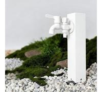 Colonne à Eau de Jardin, Fontaine de Jardin en Acier Inoxydable, Robinet Extérieur à Double Sortie, Borne d'eau Stable pour Jardin et Cour(A-White,1/2" Water Pipe)