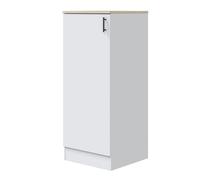 Colonne armoire de cuisine avec 1 porte coloris blanc brillant/chêne canadien
