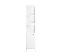 Colonne Avec Porte Et 3 Compartiments Ouverts Effet Bois Blanc Blanc