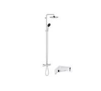 Colonne bain douche thermostatique Vitalio Start System chromé + Tablette de douche d'angle Start Cube