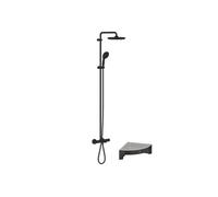 Colonne bain douche thermostatique Vitalio Start System noir mat + Tablette de douche d'angle Start Cube