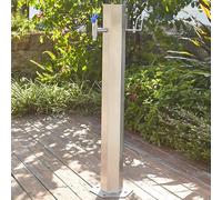 Colonne d'arrosage autoportante en acier inoxydable avec robinet verrouillable, support de tuyau d'arrosage extérieur de 86 cm pour l'irrigation et le lavage, borne d'arrosage durable