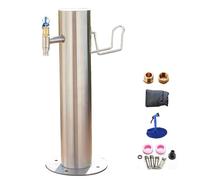 Colonne d'arrosage de jardin en acier inoxydable avec borne d'incendie, comprenant verrou, crochet, pistolet d'arrosage et protection antigel.