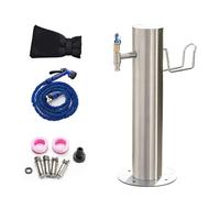 Colonne d'arrosage de jardin en acier inoxydable avec robinet verrouillable - Support de tuyau d'arrosage autoportant antigel 304, conception cylindrique verticale (50 x 10,5 cm) pour une ut