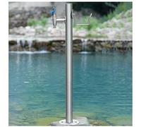 Colonne d'arrosage d'extérieur, Colonne d'eau de jardin en acier inoxydable avec tuyau et pistolet pulvérisateur(Style 4 Faucet,13x86CM)