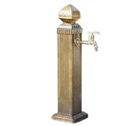 Colonne d'arrosage extérieure avec support pour tuyau d'arrosage - Conception verticale antigel, double robinet, arrivée d'eau latérale et inférieure pour terrasses - Finition dorée élégante