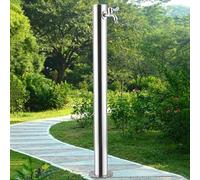 Colonne d'arrosage extérieure en acier inoxydable avec robinet en cuivre et pistolet d'arrosage pour jardin, ferme, lavage de voiture et arrosage