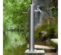 Colonne d'arrosage extérieure en acier inoxydable, support de tuyau d'arrosage autoportant avec robinet, borne-fontaine de 86 cm pour l'arrosage et le lavage de voiture, design durable et él