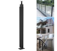 Colonne de balusrade carrée noire pour intérieur/extérieur, balcon, panneau moderne monté au sol avec pince de serrage (angle de 85 cm) et sylish