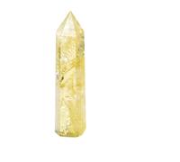 Colonne de citrine naturelle jaune en cristal de guérison hexagonal prisme obélisque pointe baguette pierre artisanat décoration de la maison 4-8 cm, longueur 50-60 mm