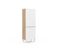 IDMarket - Colonne de Cuisine 60 cm CINA 2 Portes façon hêtre et Blanc