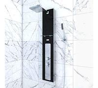 Colonne de Douche à Hydromassage 22x125cm - Verre Trempé avec plaque Inox - ALPHA BLACK