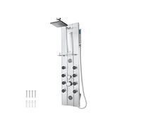 Colonne de douche avec 10 jets de massage en aluminium argent