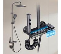 Colonne de Douche avec Mitigeur, 4 in 1 Kit Douche Complet, Douchette à Main Réglable, Tête de Douche Pluie Carrée 31x20cm, Robinet de Baignoire, Anti-Calcaire, Colonne Douche Hydromassage, Noir