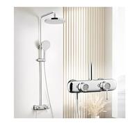 Colonne De Douche Avec Mitigeur Douche, Ensemble De Douche Réglable En Hauteur, Système De Douche Avec Tête De Douche Et Douchette, Bec De Baignoire Effet Cascade Pour Salle De Bain (Chromage)