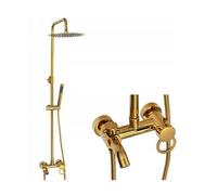 Colonne de Douche avec Mitigeur SILLA - Ensemble de Douche avec Réglable en Hauteur - Vintage Doré - BR2432