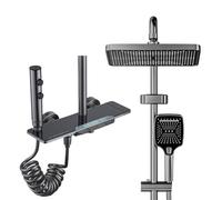 Colonne de douche avec Mitigeur, système de douche avec douche à effet de pluie 30x20cm, douchette à main,bec de baignoire caché,hauteur réglable, et pistolet d'arrosage pour la salle de bain