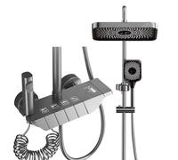 Colonne de douche avec Mitigeur, système de douche avec douche à effet de pluie 31x20cm, douchette à main,bec de baignoire caché,hauteur réglable, et pistolet d'arrosage pour la salle de bain
