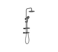 Colonne de douche avec mitigeur thermostatique - Edouard Rousseau - Ars Tab - Noir - Douche de tête ronde - Douchette à main